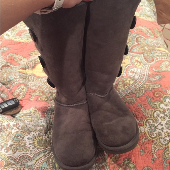 Tall Gray Ugg Bailey button boots