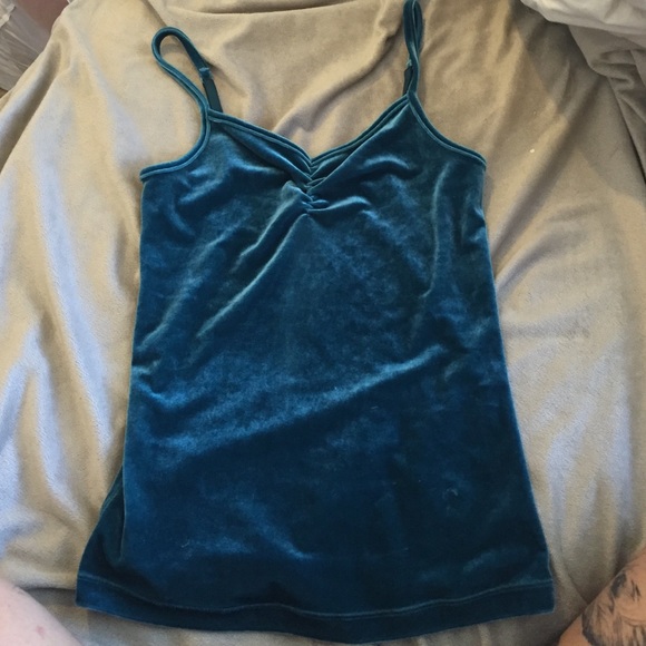 Teal velvet tank