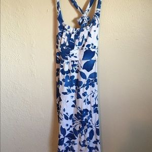 White and blue floral dress