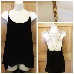 Black Chiffon Backless Top