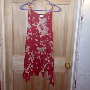 Free People Red Floral Trapeze Dress