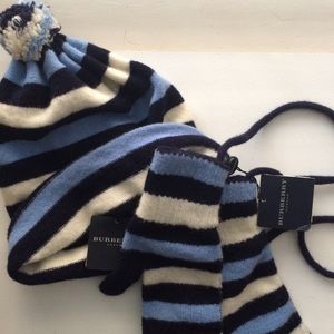 Burberry London Hat and Mittens Set