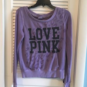 PINK Crew Neck Sweater with Front Pocket