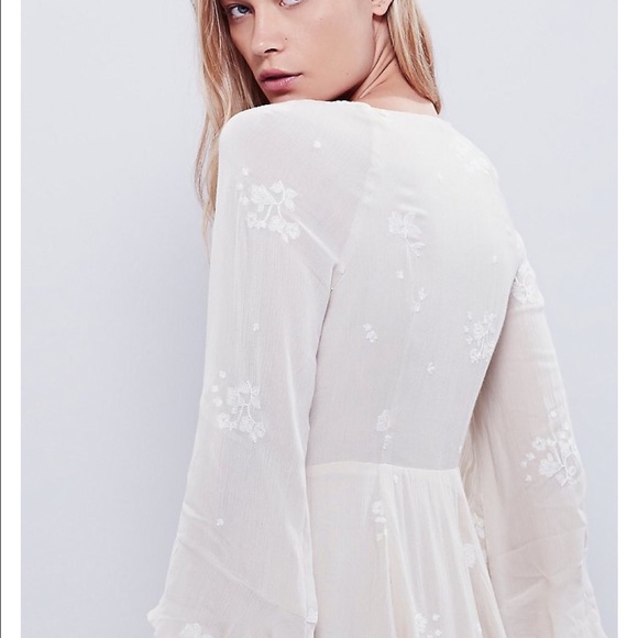 NWOT FREE PEOPLE JASMINE ALMOND EMBROIDERED DRESS - Picture 4 of 4