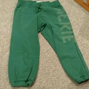 Green fleece capris