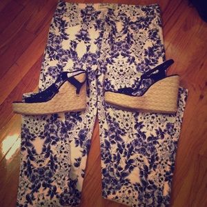 NEW Blue and white floral patterned JEANS!