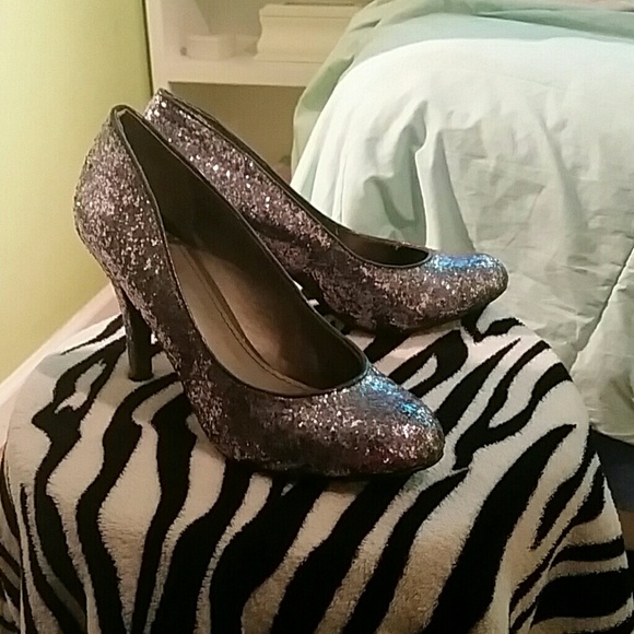 Sparkly blue high heels