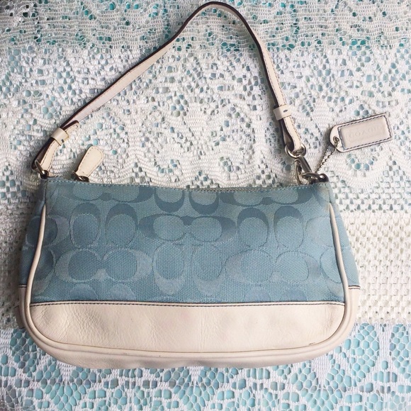 Light blue authentic signature Coach small purse