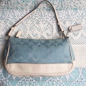 Light blue authentic signature Coach small purse