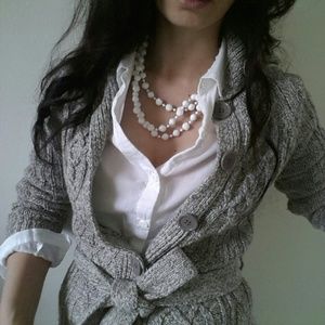 3/4 Knitted  Cardigan Grey