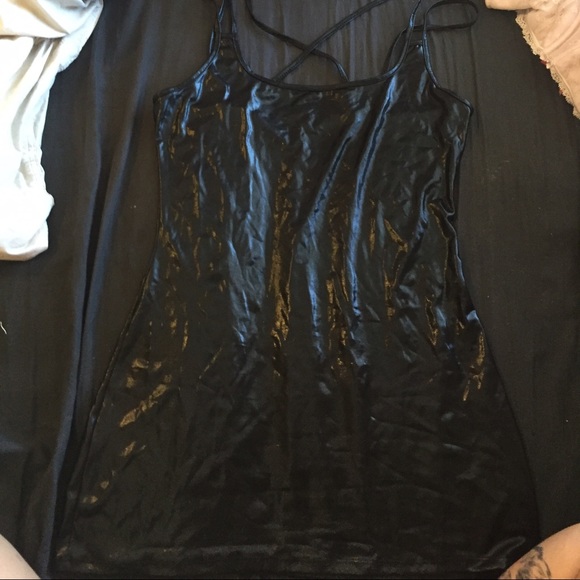 Black wet look dress