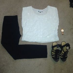 White sequin design top