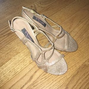 Gold Strappy Heels with Adjustable Buckle