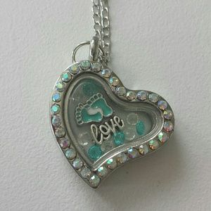 Locket with Love and Baby Feet Charms