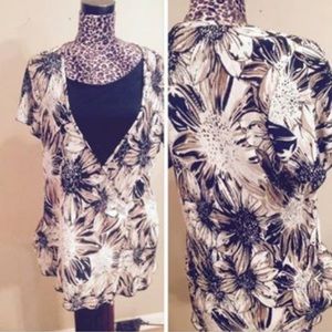 Black/white top with black attached undershirt