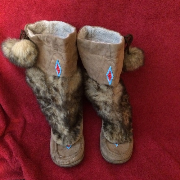 Faux fur moccasin boots