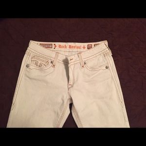 Cream Rock Revival Debbie Jeans *broken zipper*