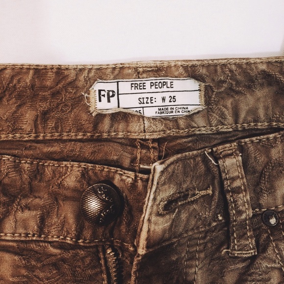 Free people olive Jaquard lace jeans pants skinny - Picture 3 of 3