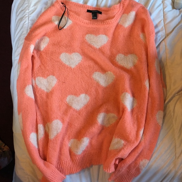 Lightweight peachy orange heart long sleeve