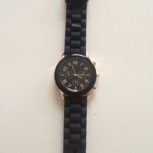 New Black Jelly Gold Accent Watch.