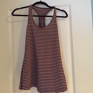 Burgundy / white striped lulu tank