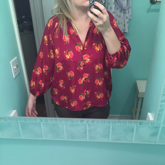 Fuschia floral pattern button up