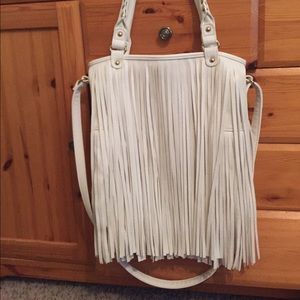 white fringe purse
