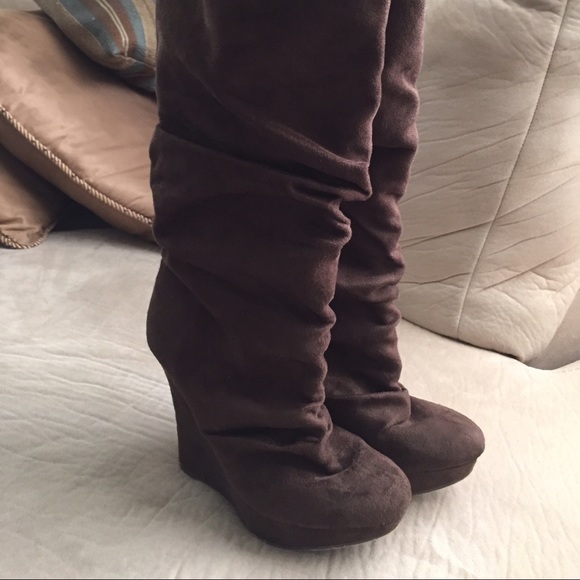 Faux Suede Knee High Boots