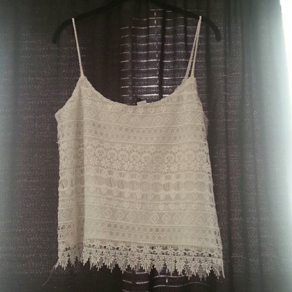 Lace Off White Tank