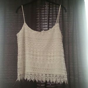 Lace Off White Tank