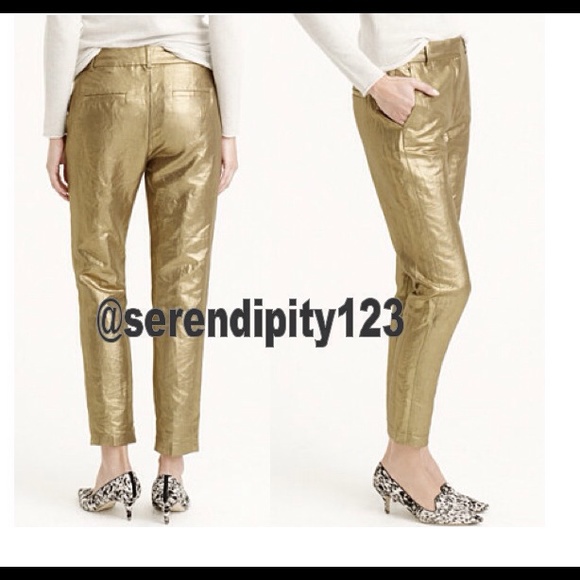 J. Crew Ludlow Pant in Gold Linen – SZ 0 - NWT - Picture 2 of 3