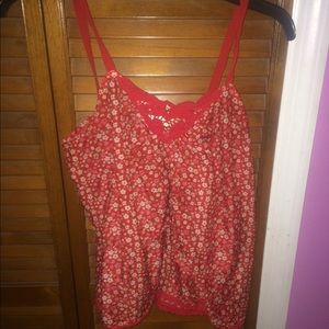 Red floral tank