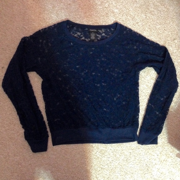 Rue 21 navy flowered lace sweater