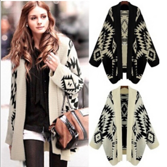 Cozy black and white aztec pattern sweater