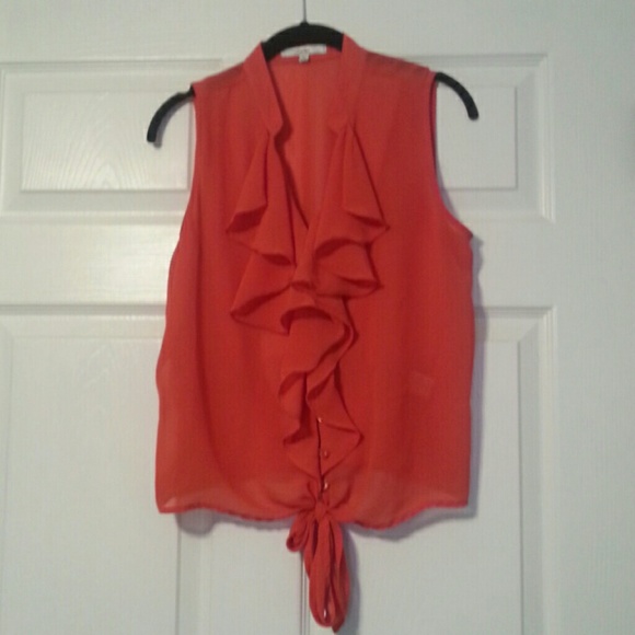 Bright Orange Button Up Blouse
