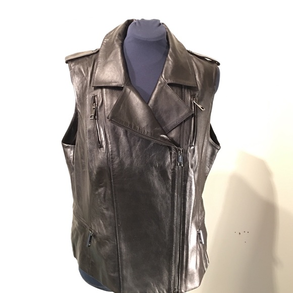 Biker chic leather vest
