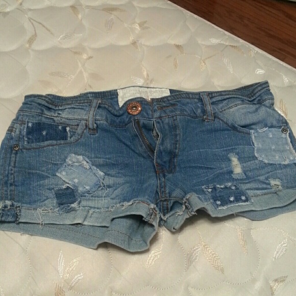 Patchwork Looking Jean Shorts