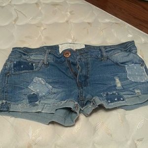 Patchwork Looking Jean Shorts