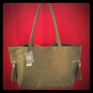 Large Olive/Sage Tote w/makeup bag
