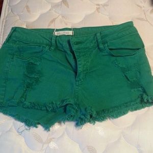 Seafoam Green Colored Denim Shorts
