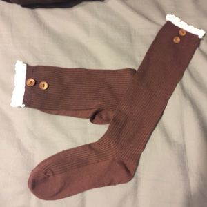 NWOT: Knee high socks with lace trim