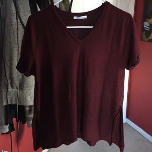V neck loose fit tee shirt
