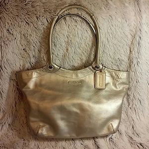 Auth Coach Platinum Bleecker Legacy Tote