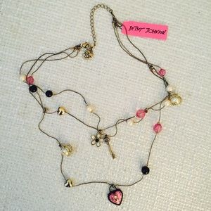 NWT Betsey Johnson necklace charms heart key gift