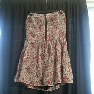 Strapless Edgy Floral Printed Romper Dress