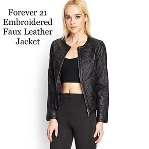 New With Tags Beautiful Embroidered Leather Jacket