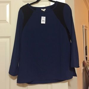 Blue suiting blouse with black detailing SOLD OUT