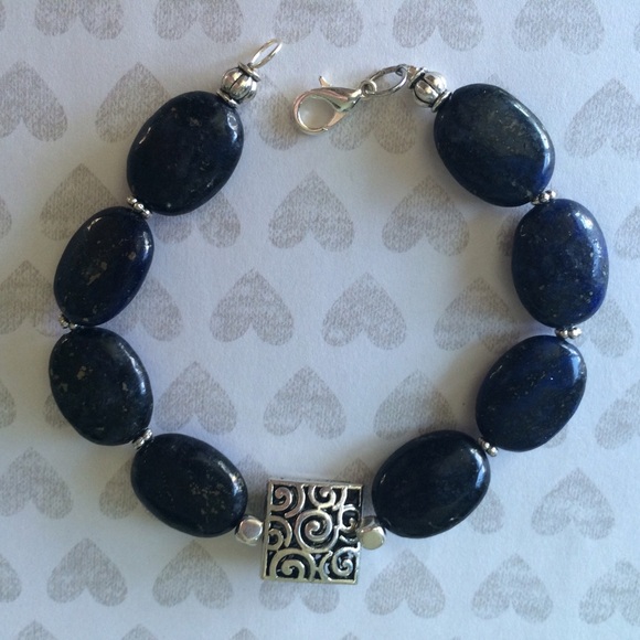 Navy Blue Goldstone with Silver Bracelet - Picture 3 of 4