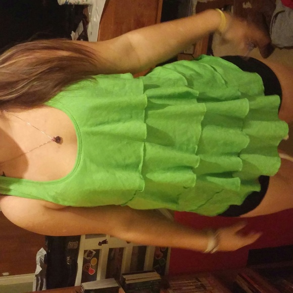 Lime green Ruffle tank