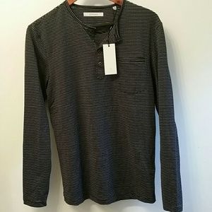 Men's striped long sleeve crew neck shirt